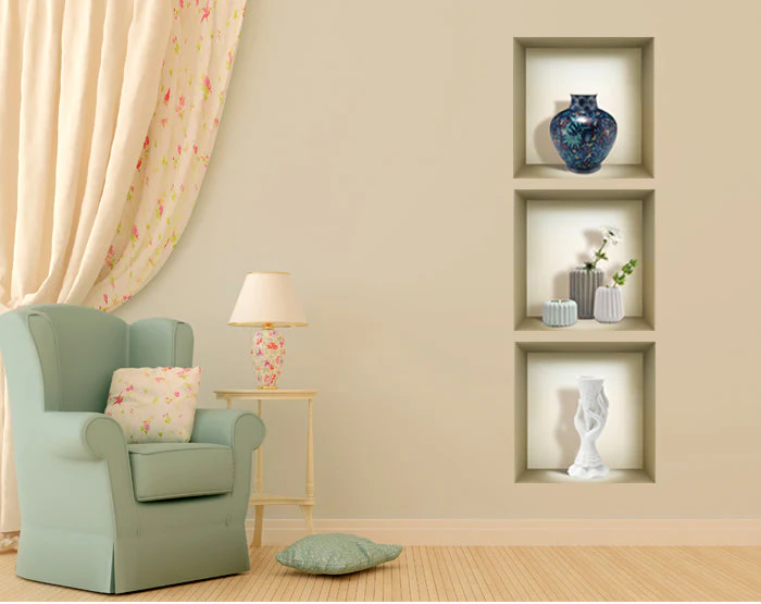 3D Niche Wall Art Decals - Set Of 3 | Easy To Apply, Stunning Decorative Stickers For Home And Office - Image 3