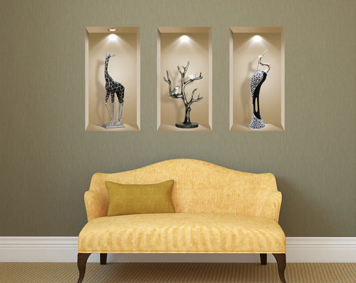 3D Niche Wall Art Decals - Set Of 3 | Easy To Apply, Stunning Decorative Stickers For Home And Office - Image 3