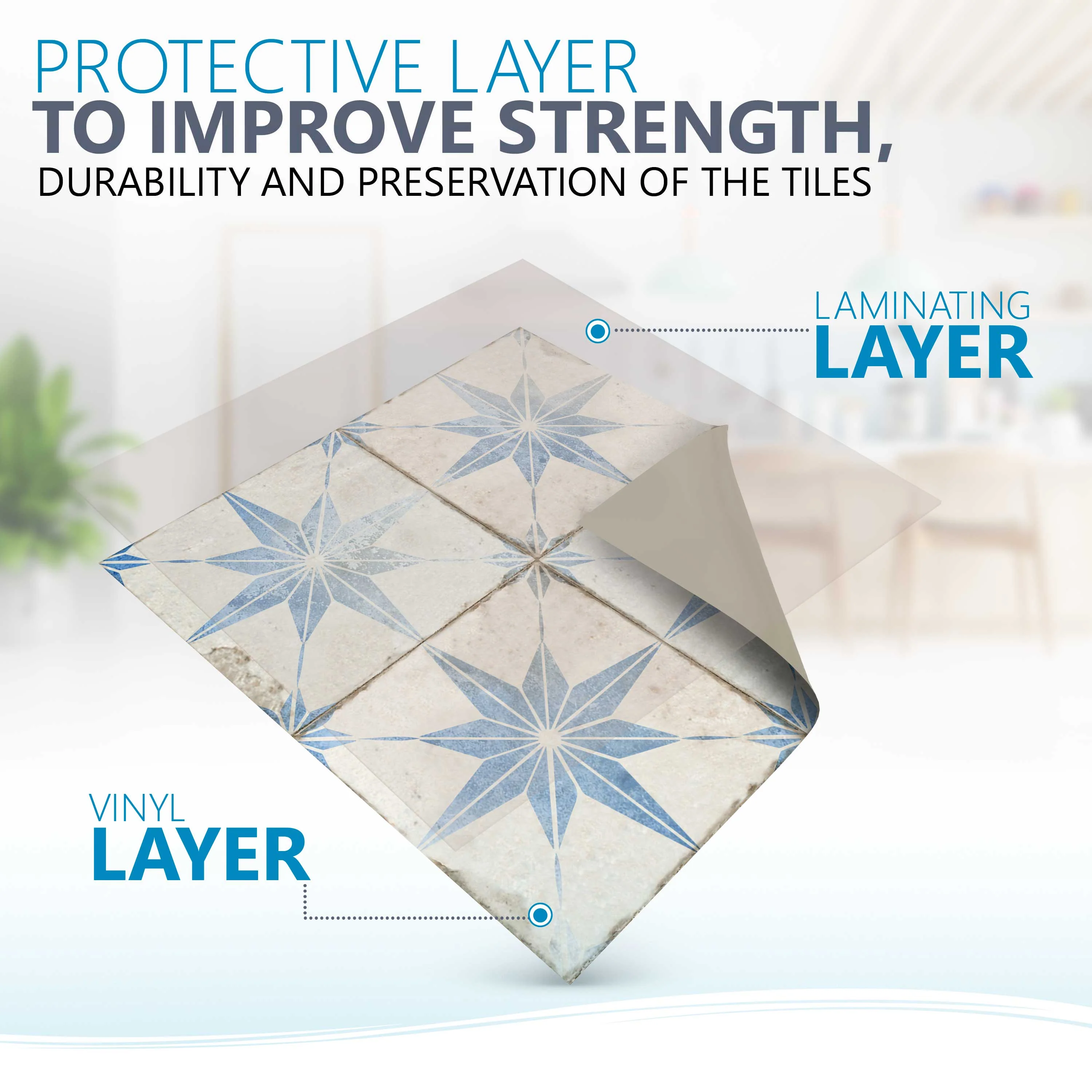 Faded light Blue Star shaped tile stickers vintage design durable stickers Model - R5 - Image 11