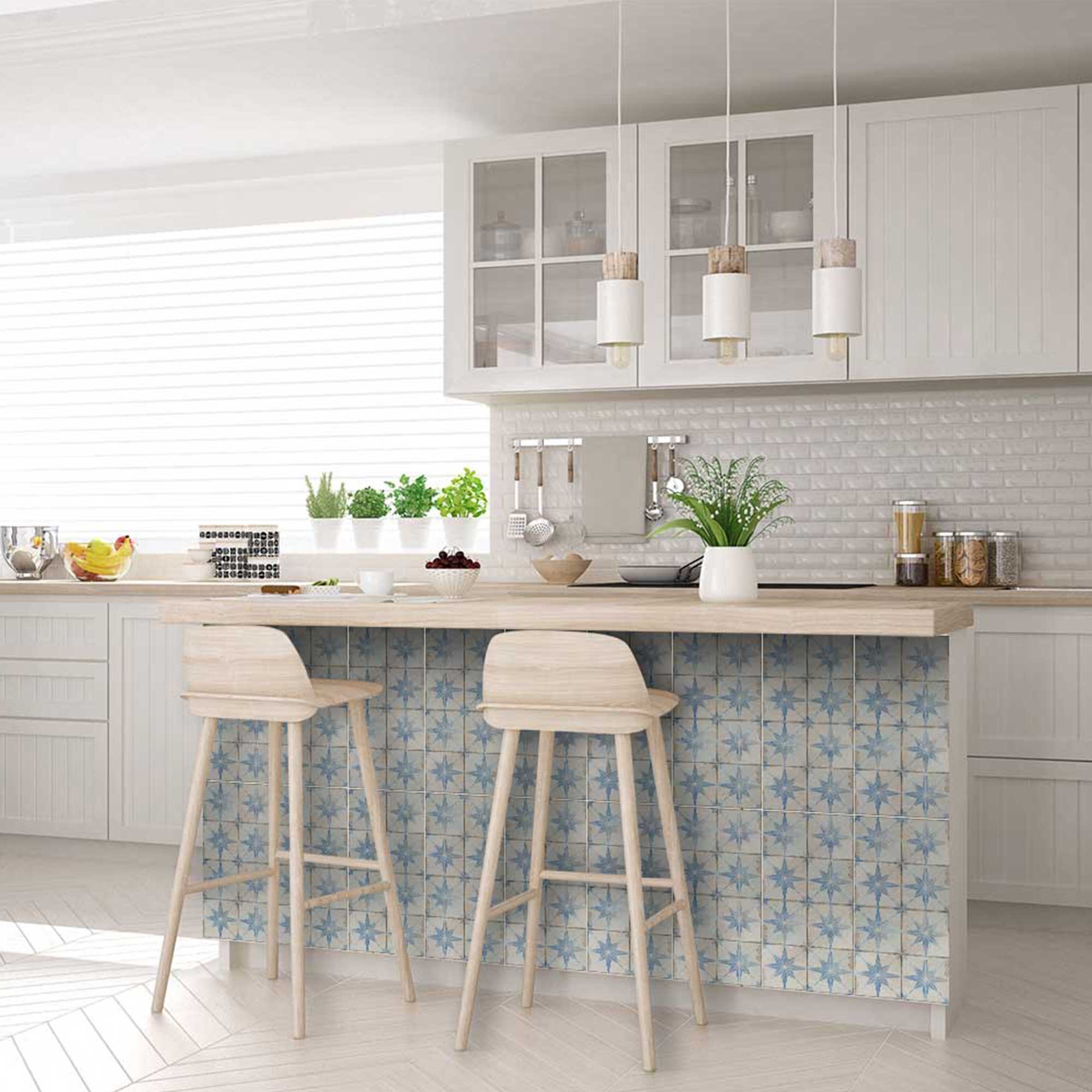 Faded light Blue Star shaped tile stickers vintage design durable stickers Model - R5 - Image 7