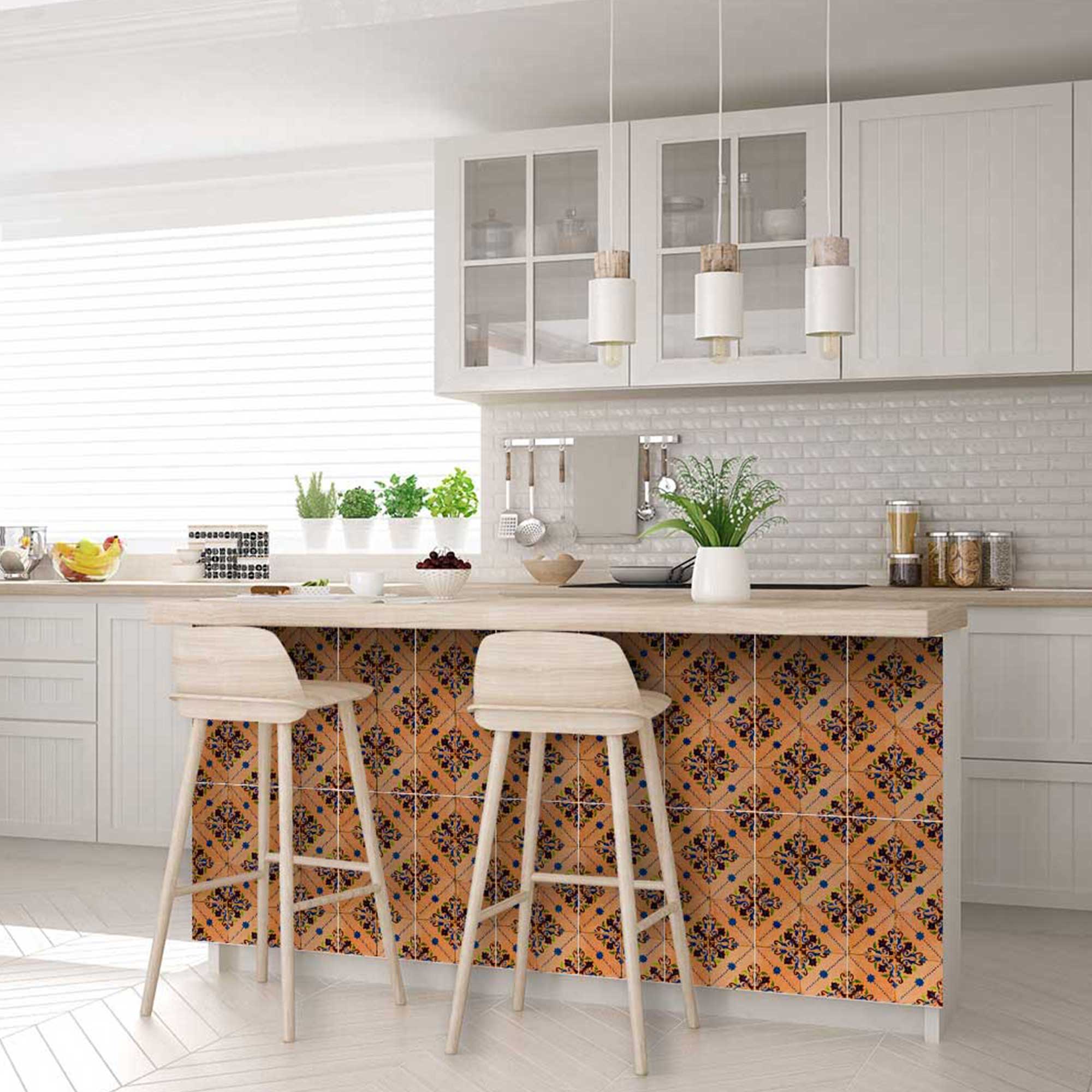 Vintage Spanish Tile Stickers home decoration Orange backsplash Model - H8 - Image 7