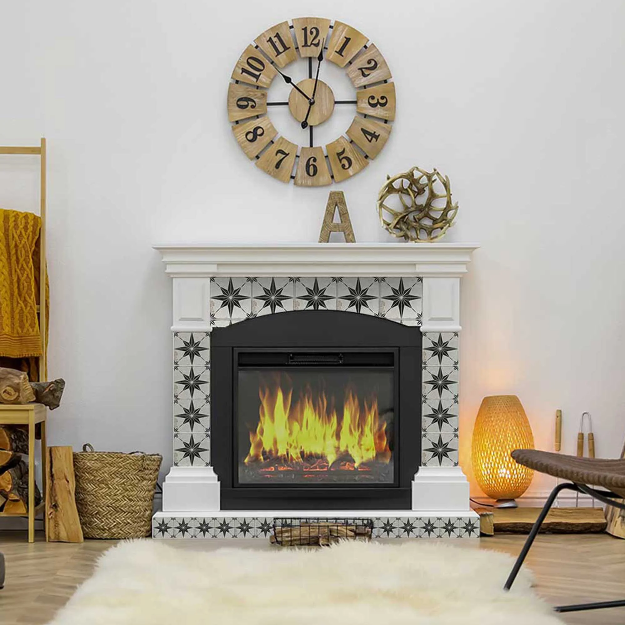 Vintage Black and White Star pattern floor suitable quick home décor Model - R11 - Image 5