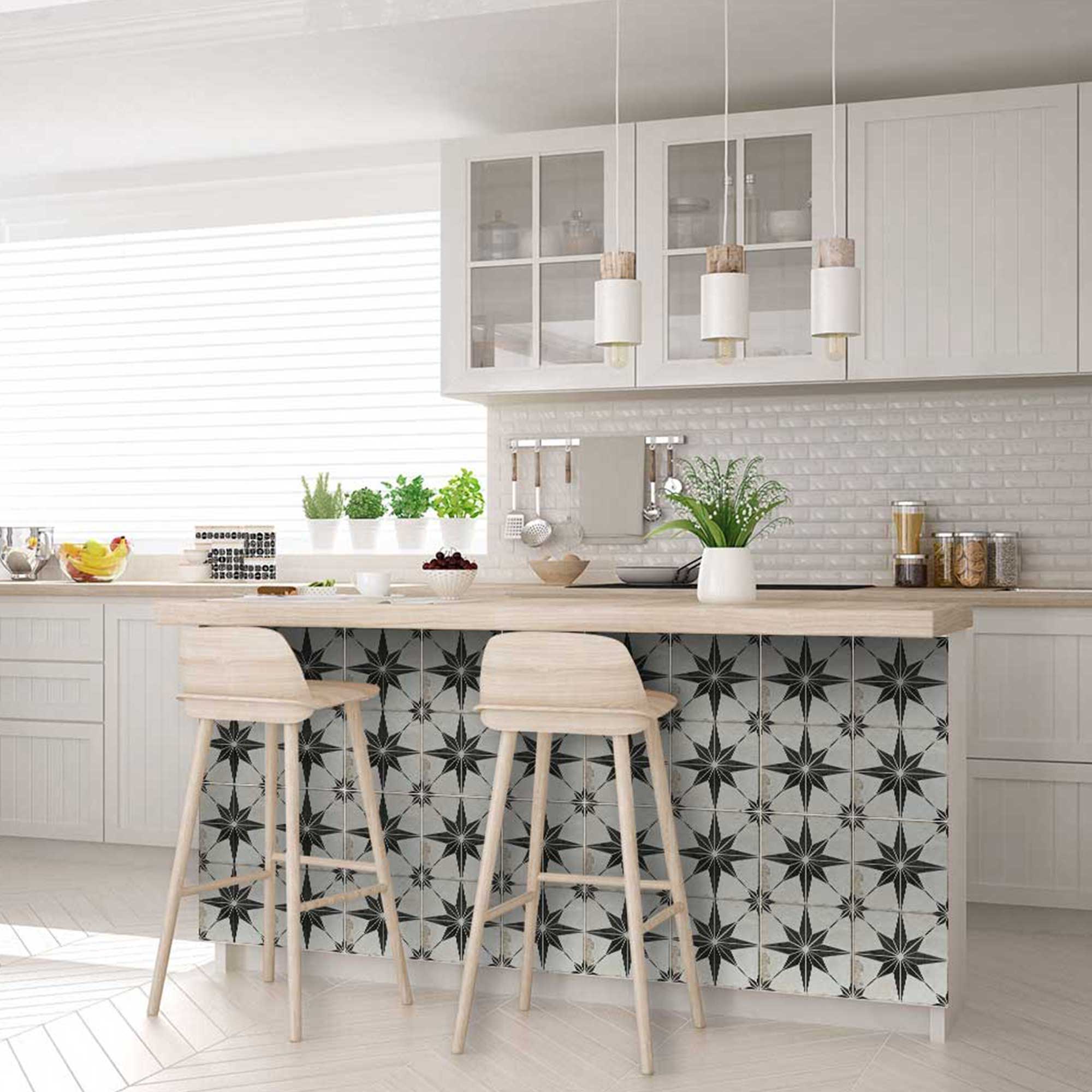 Vintage Black and White Star pattern floor suitable quick home décor Model - R11 - Image 7