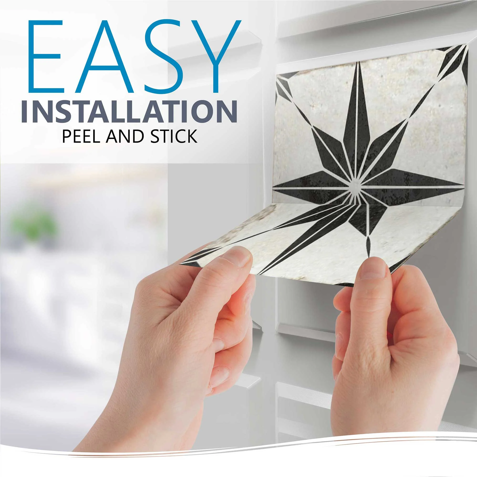 Vintage Black and White Star pattern floor suitable quick home décor Model - R11 - Image 8