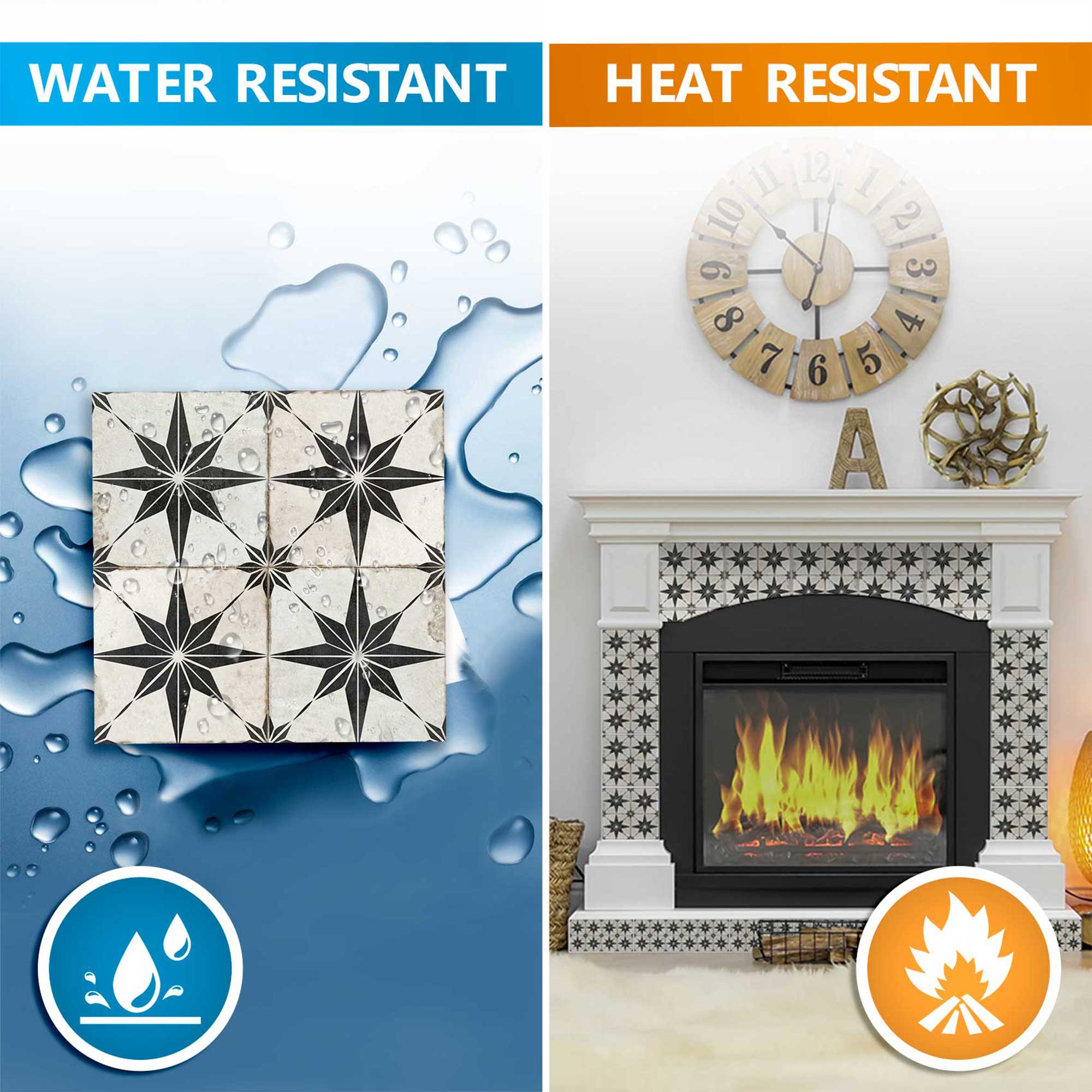 Vintage Black stars pattern hassle-free wall tiles easy to install home décor Model - R1 - Image 9