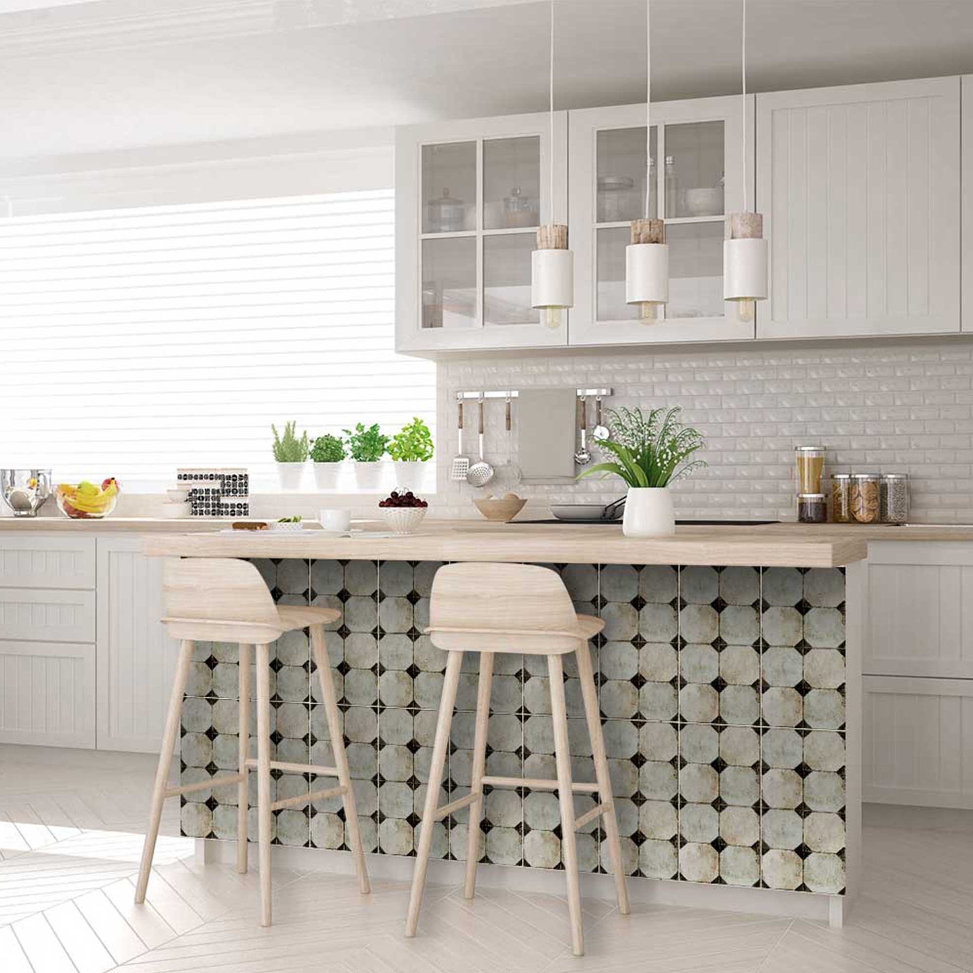 Vintage Black and White Tile Stickers heat proof kitchen backsplash Model - R27 - Image 7