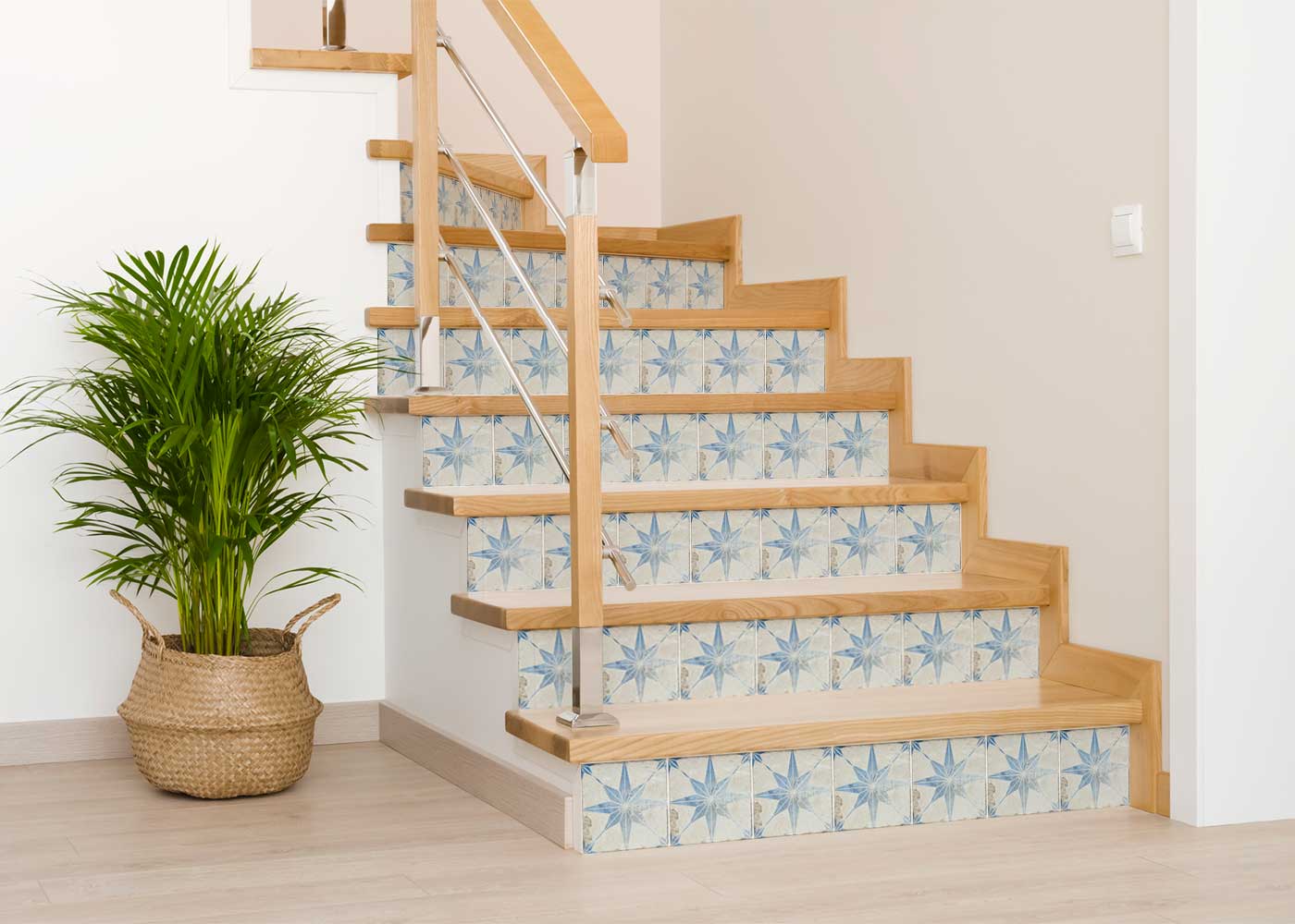Blue vintage faded Star decorative wall design removable tile stickers for renters Model - R15 - Image 3