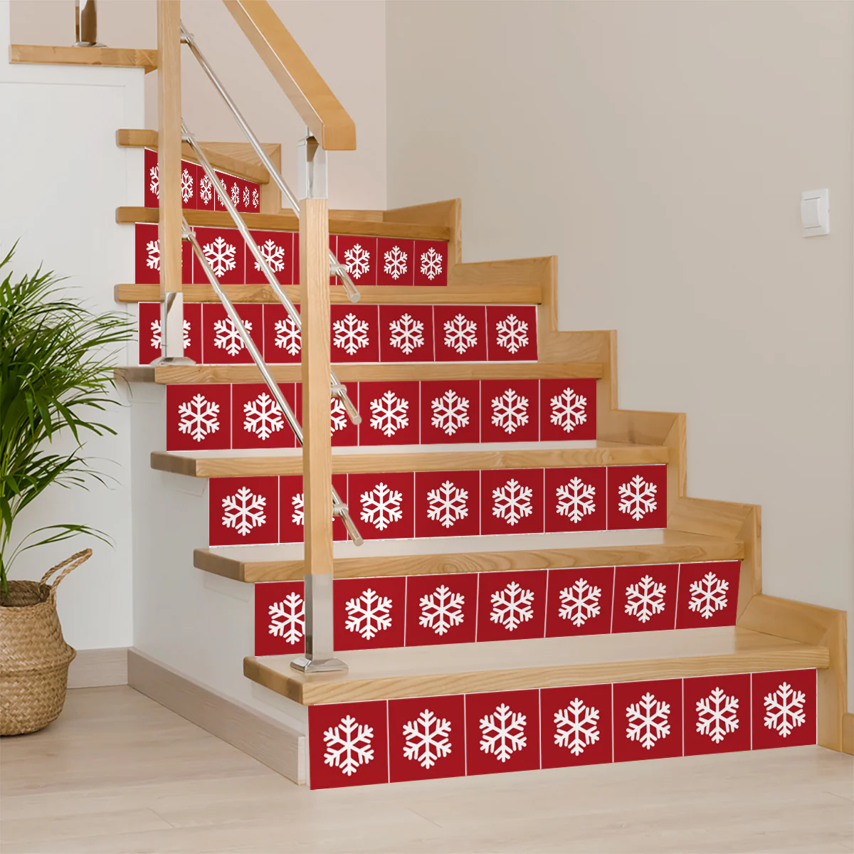 Special Deal 4x4-Inch / 10x10-Cm Red Christmas Snowflake Tile Stickers Model - CN03 - Image 4