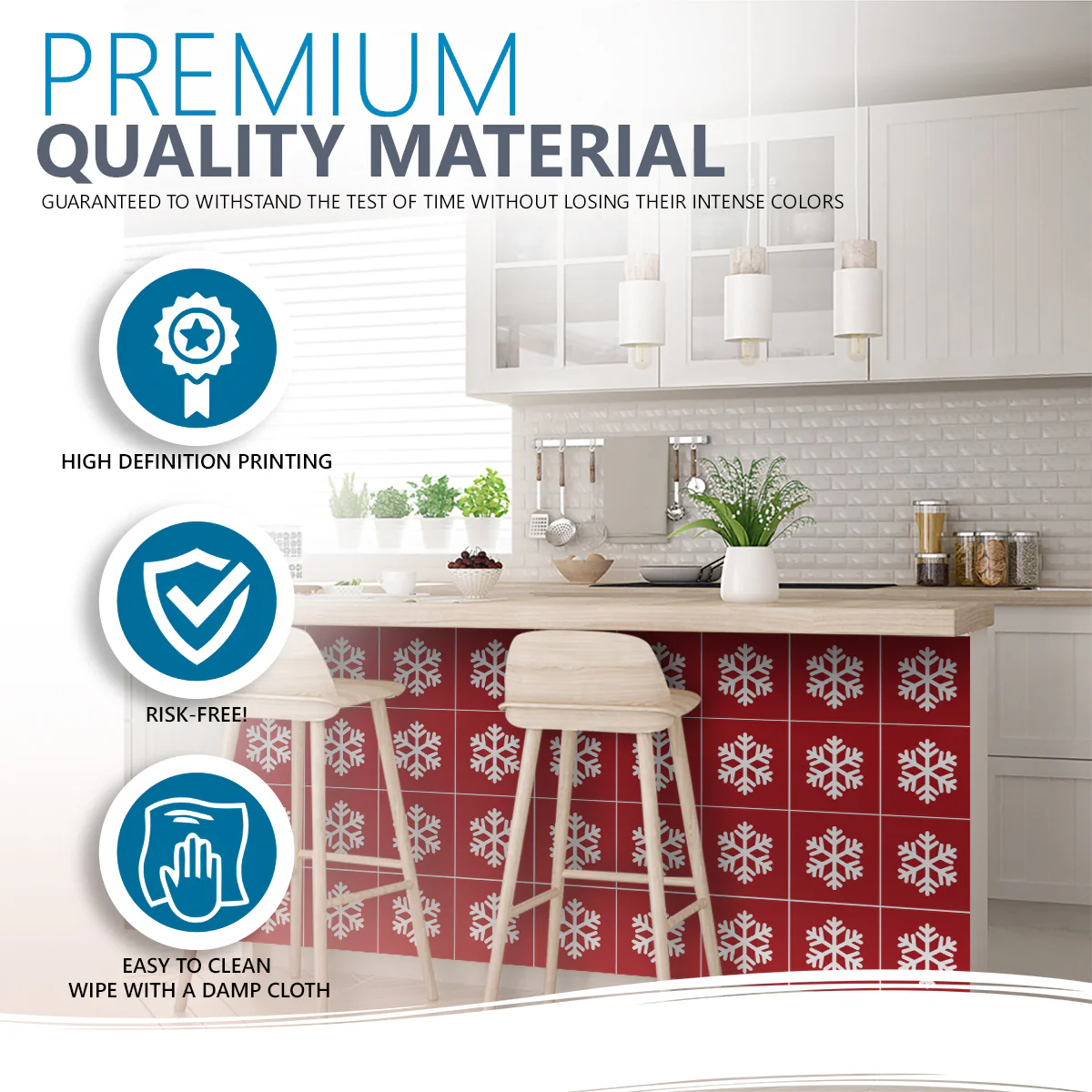 Special Deal 4x4-Inch / 10x10-Cm Red Christmas Snowflake Tile Stickers Model - CN03 - Image 9