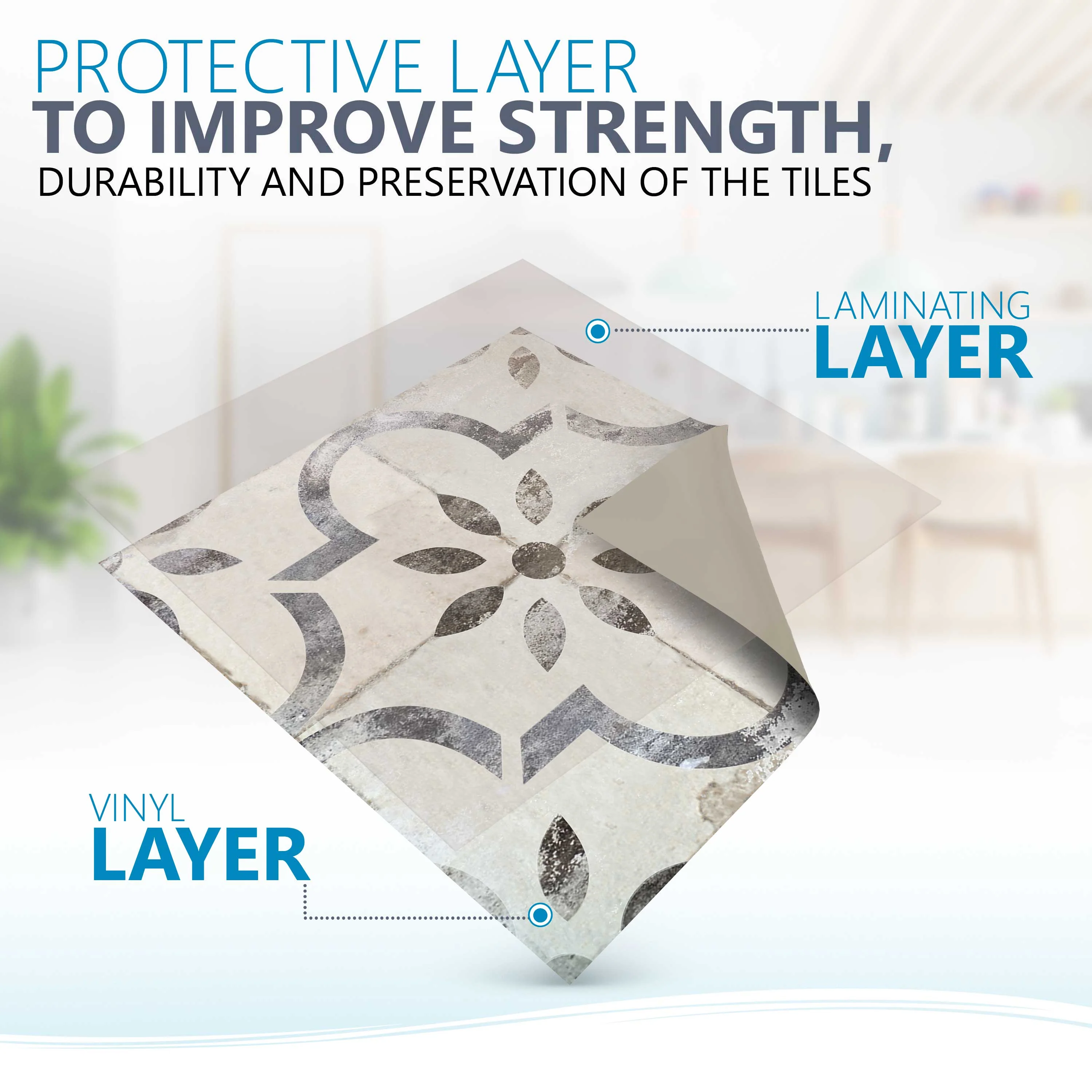 Gray Vintage pattern Removable Tile Stickers Rustic home background Model - R21 - Image 10