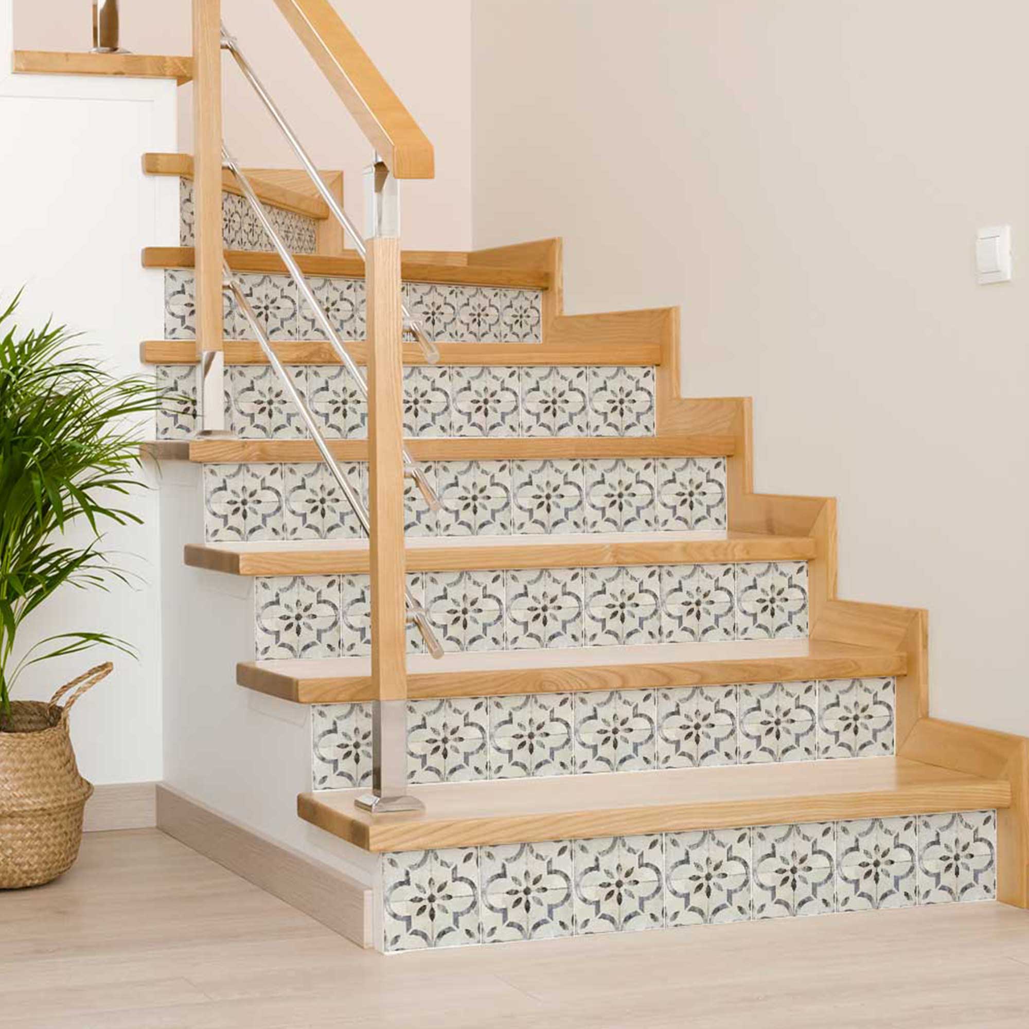 Gray Vintage pattern Removable Tile Stickers Rustic home background Model - R21 - Image 4