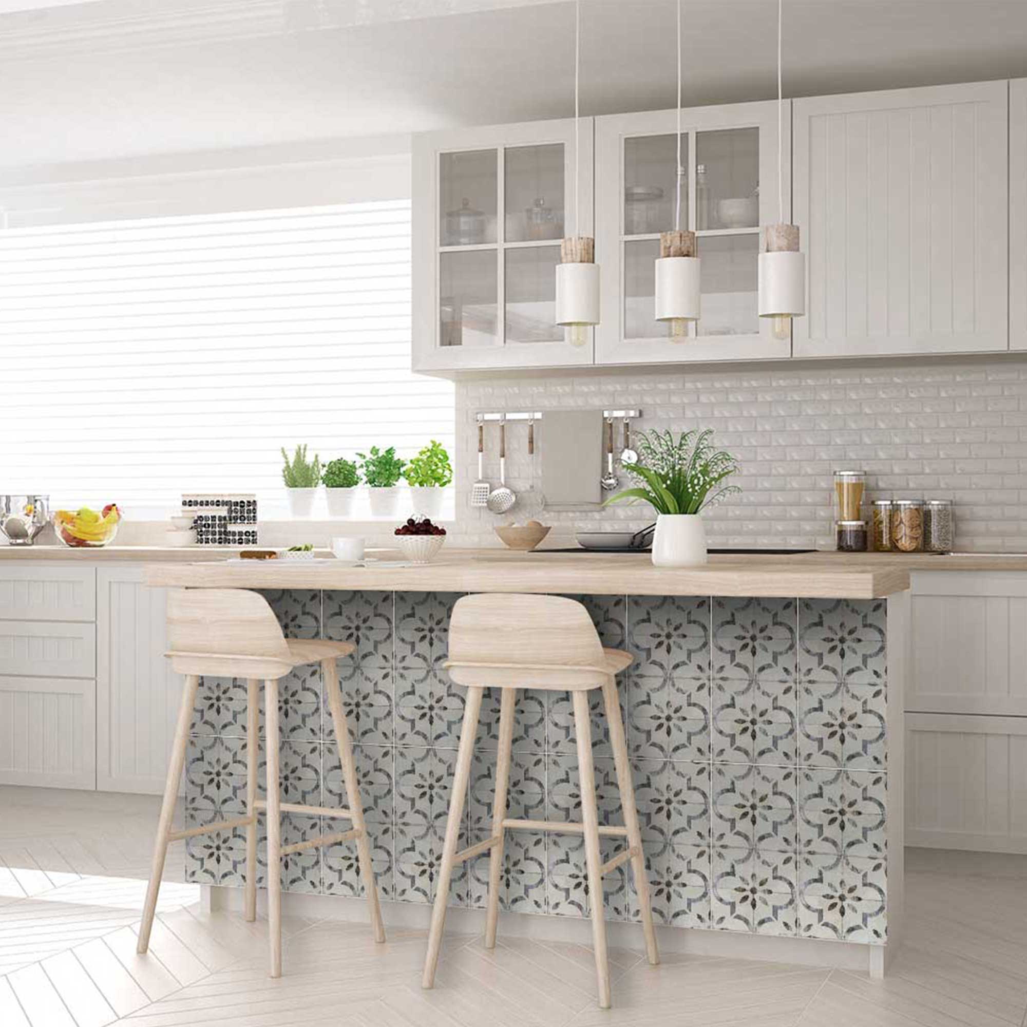 Gray Vintage pattern Removable Tile Stickers Rustic home background Model - R21 - Image 7